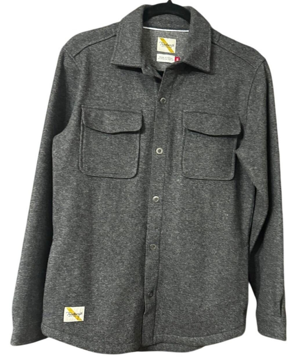Tracksmith New England Overshirt Jacket Grey Heather Wool Blend Snap Men's XS